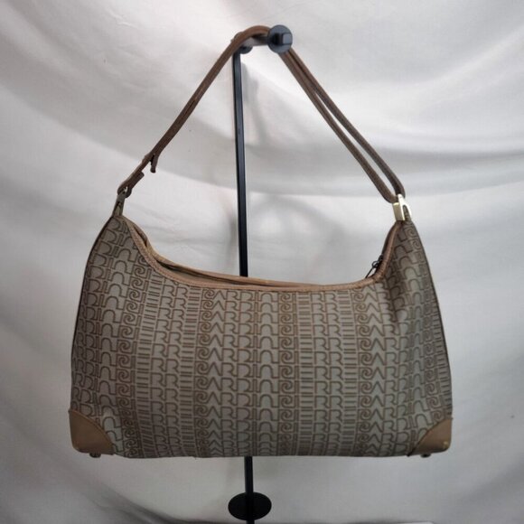 Pierre Cardin Tan Shoulder Bag Double Handle Zip Closer Geometric One Size - Picture 8 of 16